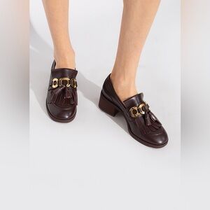 See By Chloé Brown ‘Lyvi’ Leather Pumps Fringed Tassel Detail